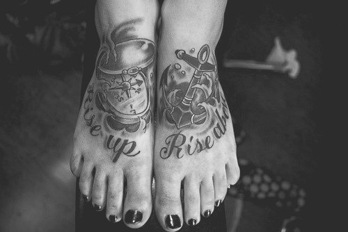Black And White Tattoos On Feet